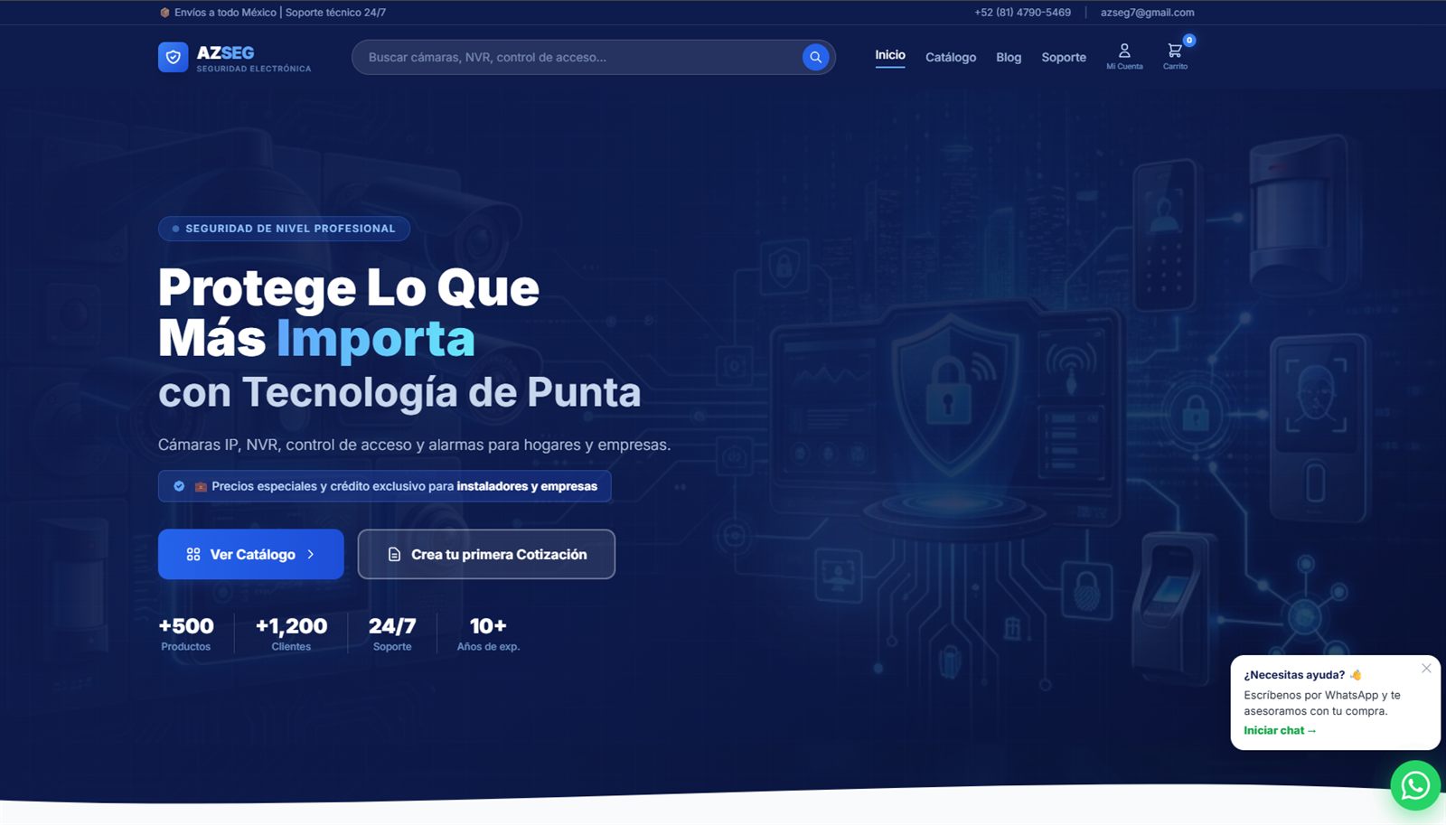 Página de inicio de la tienda en línea de AZSEG