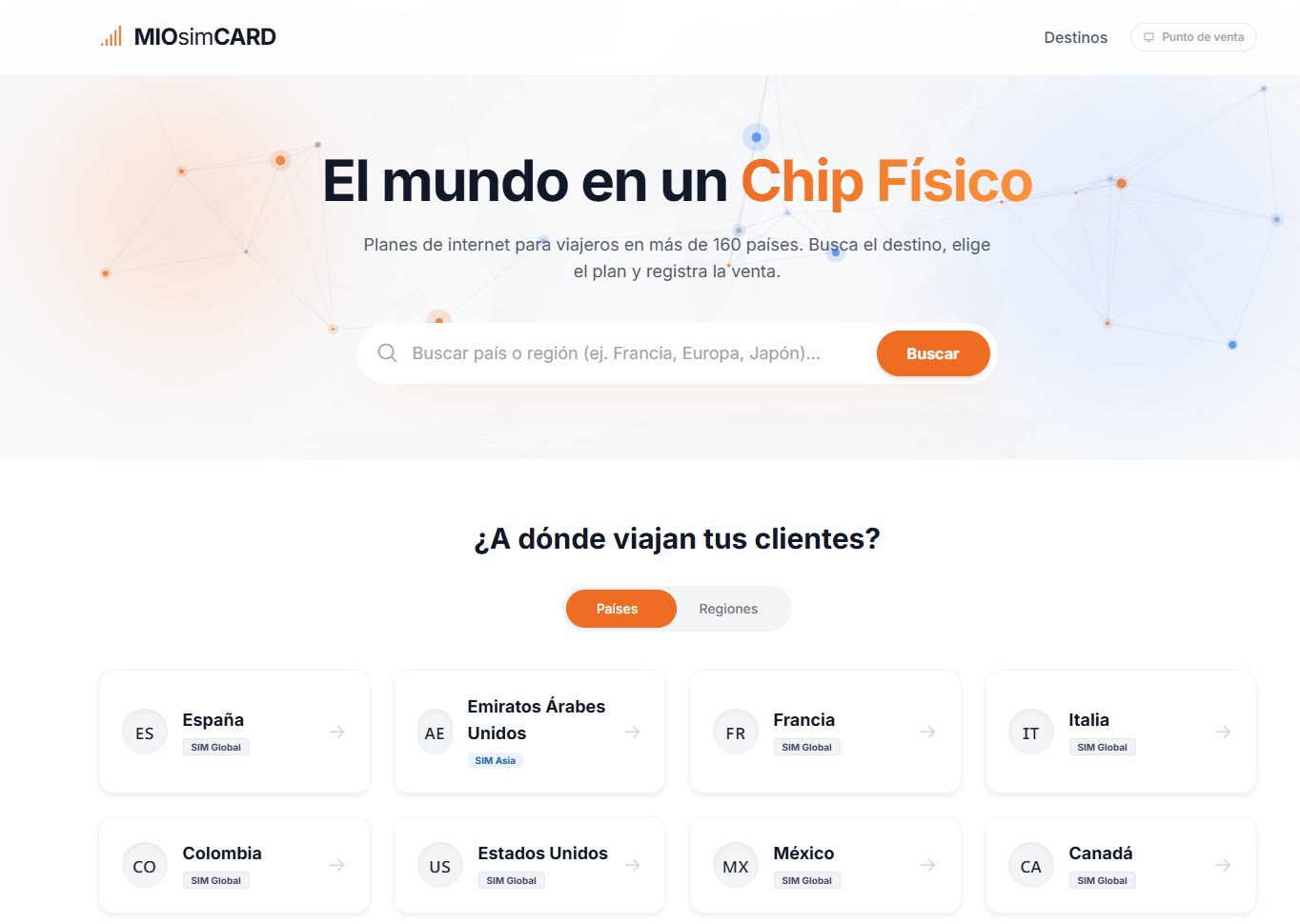 Sistema de venta de MIOsimCARD en escritorio